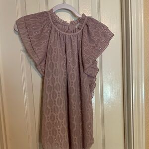 LOFT Dusty Mauve Lace Flutter Top